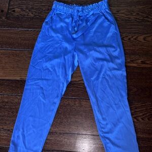 Zara Vibrant Blue Joggers Satin Viral sold out top fave pants comfy style must